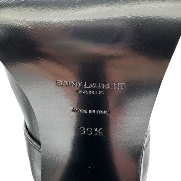 NEW Saint Laurent Knee High Leather Heeled Boots Criss Cross Black Size 9.5 - Picture 10 of 11